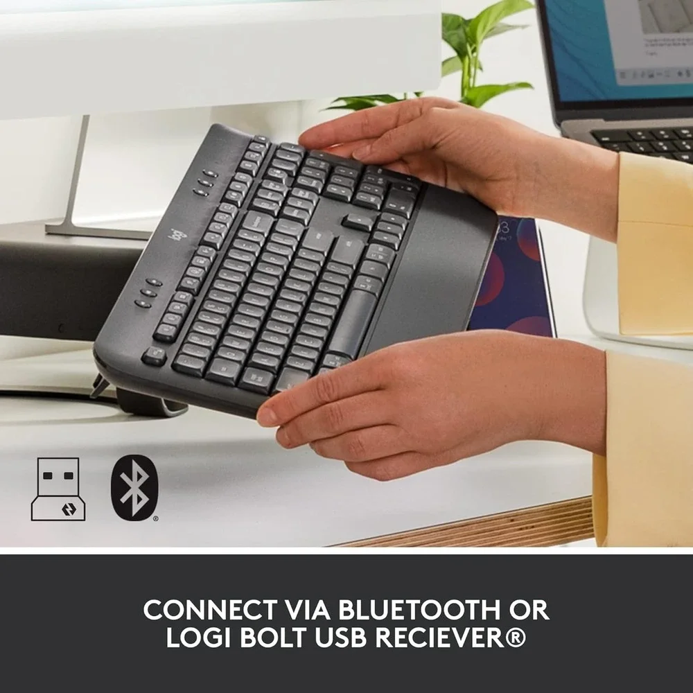 Logitech Signature K650 Bluetooth Keyboard Graphite USB Mac PC Wrist Support Ful